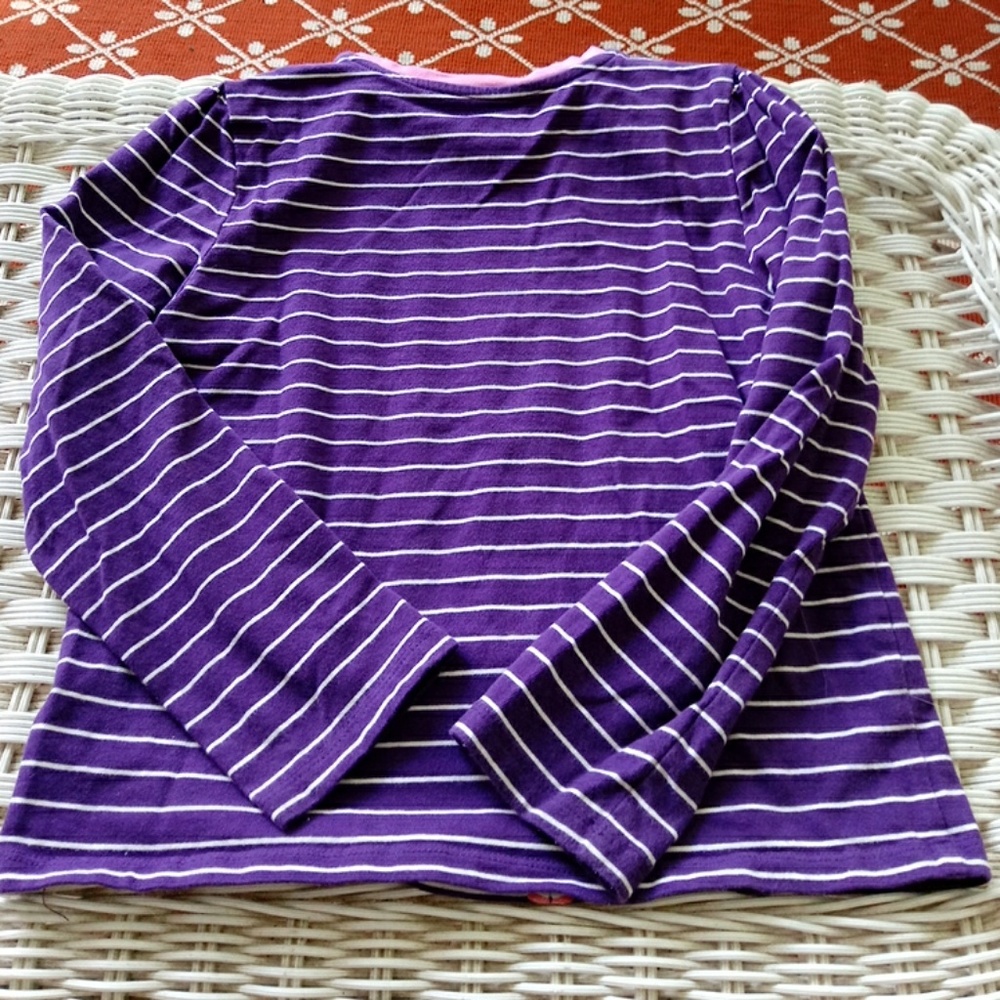 Cute glitter purple & white striped long sleeve - Picture 3 of 4
